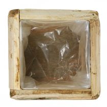 Artikel Pflanztopf Holz Natur quadratisch 12×12×8,5cm mit Folie
