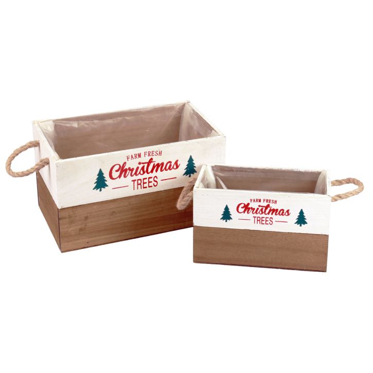 Pflanzkasten Holz Rechteckig Holzkiste L25/35cm 2er-Set