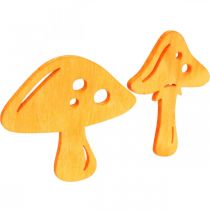 Artikel Holz-Streudeko Pilze in Orange, Gelb, Grün und Pink, 72 Stück, ca. 3,5x4 cm/4x3 cm