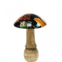 Deko Holzpilz Herbstlaub Tischdeko Schwarz, Bunt Ø10cm H15cm