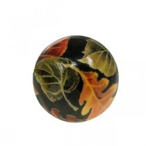 Holzpilz Laub Herbstdeko Pilz Mangoholz Schwarz, Bunt Ø8cm H10,5cm