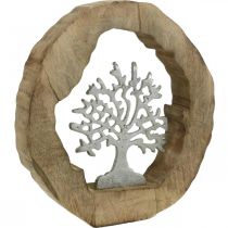 Deko Skulptur Baum im Holzring Tischdeko zum Stellen 22×21×4cm