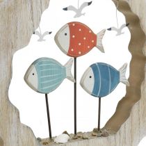 Artikel Tischdekoration Holzfische mit Möwen, Ø28cm, Blau und Rot