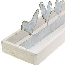 Holztablett mit Dekostecker Hahn 46cm