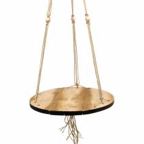 Artikel Pflanzenschaukel aus Holz mit Jutekordel, Makramee, Ø34cm, L84cm, natur