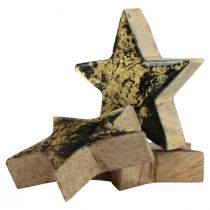 Artikel Holzsterne Sterne Weihnachten Schwarz Gold Glanz Ø5cm 8St