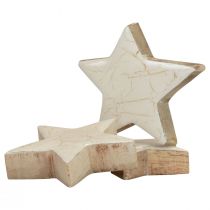 Artikel Holzsterne Deko Sterne Weiß Gold Craquelé Holz Ø5cm 8 St