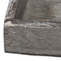 Artikel Deko Tablett aus Holz quadratisch grau rustikal 15cm 4er-Set