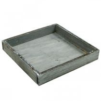 Artikel Tablett Holz eckig Grau, Weiß gewaschen Deko-Tablett 19×19cm