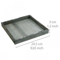 Artikel Tablett Holz quadratisch Weiß-Grau 24,5×24,5cm Shabby Chic Dekoration