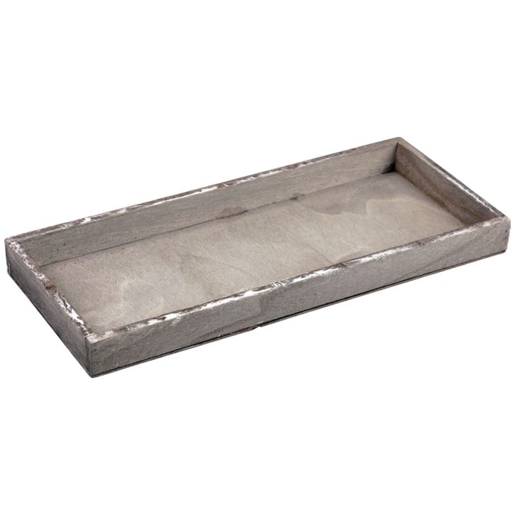 Holztablett Vintage Eckig Dekotablett Holz Grau 35×15×3cm