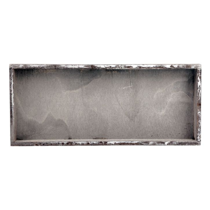 Holztablett Vintage Eckig Dekotablett Holz Grau 35×15×3cm