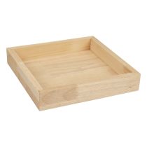 Holztablett Deko Tablett Holz Quadratisch Natur 25×25×3,5cm