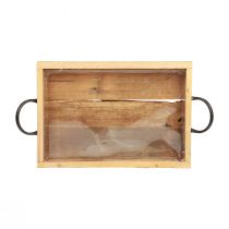 Artikel Holztablett mit Griffen 35×22,5 cm Natur Schwarz für Dekoration