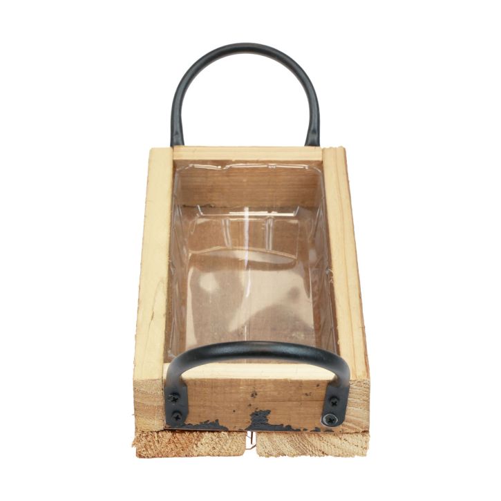 Holztablett mit Griffen Deko Tablett Natur Schwarz 25×12,5×5cm