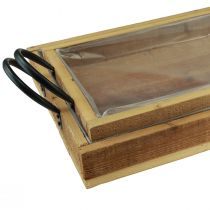 Artikel Holztablett rustikal Tablett mit Griffen Holz 40/35cm 2er-Set