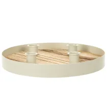 Artikel Runder Kerzenhalter für 4 Stabkerzen aus Holz und Metall, 25 cm