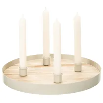 Artikel Rundes Kerzentablett aus Holz für vier Stabkerzen, 30 cm