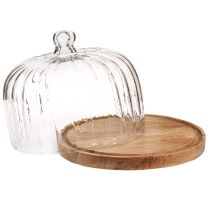 Artikel Holzteller mit Glasglocke, Ø29 cm, H22 cm