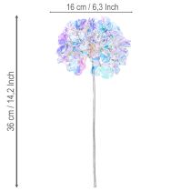 Artikel Künstlicher Hortensienzweig aus Kunststoff mit Drahtkern, irisierende Farben, 36 cm, 2 Stück