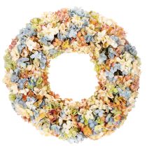 Artikel Künstlicher Hortensienkranz bunt 55 cm für Tür und Wand aus Kunststoff