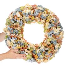 Artikel Künstlicher Hortensienkranz bunt 55 cm für Tür und Wand aus Kunststoff