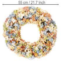 Artikel Künstlicher Hortensienkranz bunt 55 cm für Tür und Wand aus Kunststoff