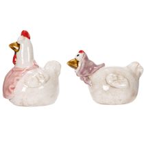 Artikel Keramik-Hühnerfiguren 11cm Mehrfarbig Osterdeko 2er-Set für Innenbereich