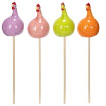 Artikel Hühnerstecker aus Keramik 7,5 cm in Frühlingsfarben für Innen- und Außendekoration
