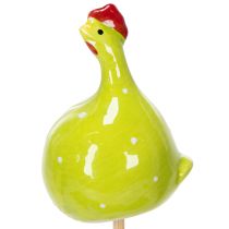 Artikel Hühnerstecker aus Keramik 7,5 cm in Frühlingsfarben für Innen- und Außendekoration