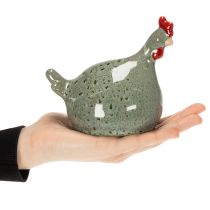 Artikel Keramik Dekofiguren Huhn Set 13 cm Grün und Rot für Innenbereich