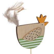 Artikel Holz-Dekostecker Hühner 30,5 cm Naturfarben Gelb Grün 12 Stück