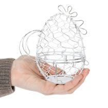 Artikel Drahtkorb aus Metall in Huhn-Form Weiß 14 cm Osterdekoration