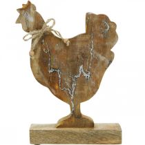 Artikel Huhn aus Holz, Frühlingsdeko, Osterfigur Natur, Weiß gewaschen H26cm