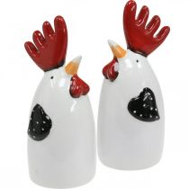 Artikel Keramik Huhn Rot Weiß Hahn Tischdeko 7×6×15cm 2 St