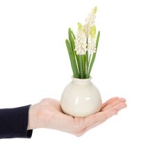 Artikel Hyazinthen-Kunstblumen in cremeweißer Keramikvase 20 cm
