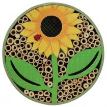 Insektenhotel Rund Holz Insektenhaus Grün Sonnenblume Ø25cm