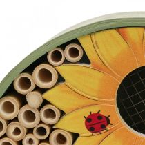 Insektenhotel Rund Holz Insektenhaus Grün Sonnenblume Ø25cm