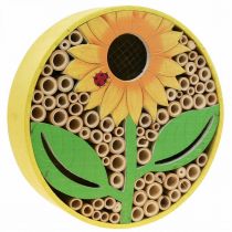 Insektenhotel Rund Holz Insektenhaus Gelb Sonnenblume Ø25cm