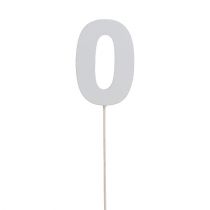 Artikel Jubiläumszahl „0" am Stab Weiß L27cm 10St