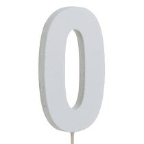 Artikel Jubiläumszahl „0" am Stab Weiß L27cm 10St