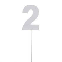 Jubiläumszahl „2“ am Stab Weiß L27cm 10St