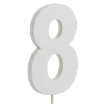 Jubiläumszahl „8" am Stab Weiß L27cm 10St