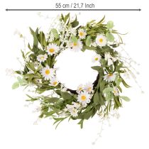 Artikel Blütenkranz künstliche Margeriten 55 cm Weiß-Grün für Tür- und Wanddekoration