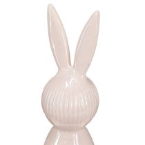 Artikel Dekofigur Hase aus Keramik 22cm Rosa mit Rillenstruktur für den Innenbereich
