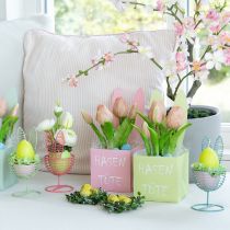 Artikel Dekofigur Draht-Hase aus Metall, 16 cm, Pastellfarben, 3er-Set