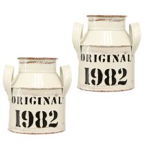Artikel Kanne Metall Deko „Original 1982“ Creme Rost H13cm 2St