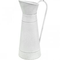 Deko Kanne Metall Metallkrug rustikal Weiß Ø16,5cm H 41cm
