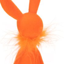 Artikel Samtige Osterhasen Kantenhocker aus Kunststoff mit Federboa 27cm Lachs und Orange 2er Set
