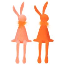 Artikel Osterdeko Kantenhocker Hasen 36cm aus Kunststoff mit samtiger Beflockung in Orange und Lachs für Innenräume
